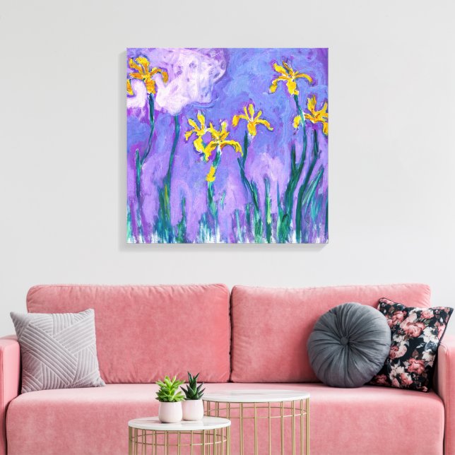 Yellow Irises with Pink Cloud | Claude Monet |  Canvas Print (Insitu(LivingRoom))