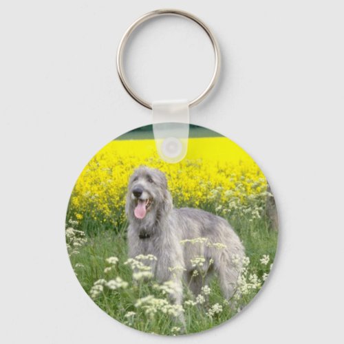 yellow Irish wolfhound flowers Keychain