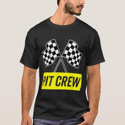 Yellow Italic Pit Crew for Racing Party Costume Da T_Shirt