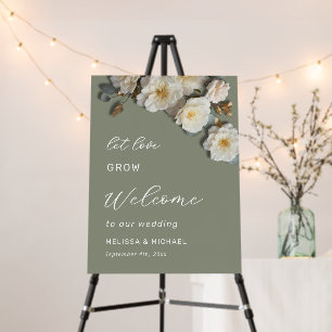 Yellow Ivory 3D Flowers Roses Wedding Welcome Foam Board
