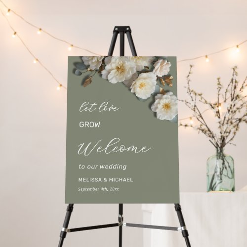 Yellow Ivory 3D Flowers | Roses Wedding Welcome Foam Board