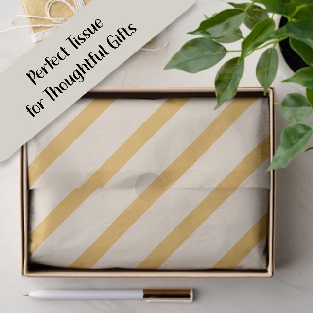 Yellow Ivory Cream Beige Stripes  Tissue Paper (Yellow and cream-colored striped gift tissue paper)