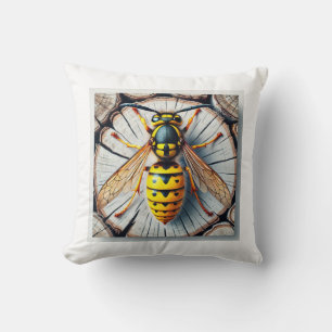 Yellow Jacket Wasp 080824IREF243 - Watercolor Throw Pillow