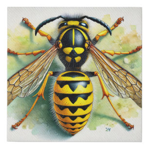 Yellow Jacket Wasp 100924IREF228 - Watercolor Faux Canvas Print