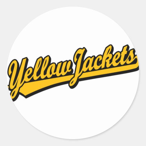 Yellow Jackets script logo in orange Classic Round Sticker