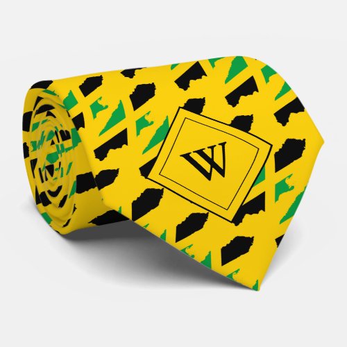Yellow JAMAICA FLAG Christian Monogram Neck Tie