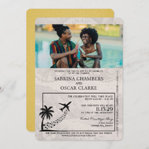 Yellow Jamaica Passport Wedding Invitation