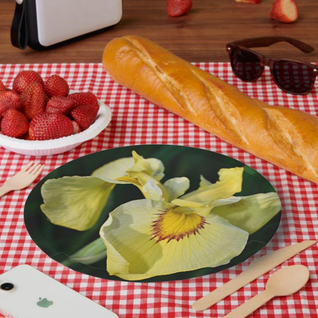 Yellow Japanese Iris Floral Paper Plates (Picnic)