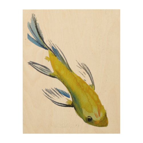 Yellow Japanese Koi watercolour art