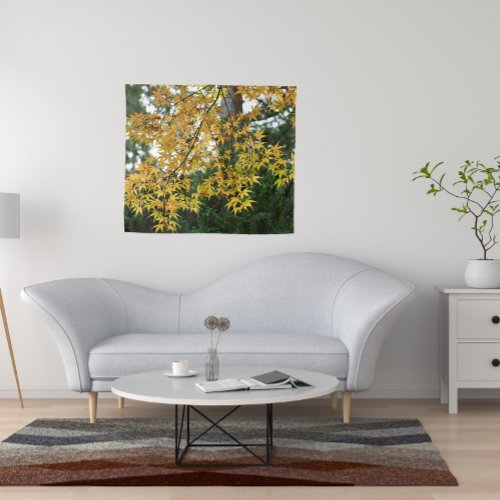 Yellow Japanese Maple Leaves Photo Tapestry