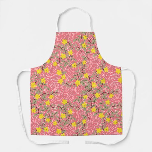Yellow Jasmine Flower on Coral Pink Apron