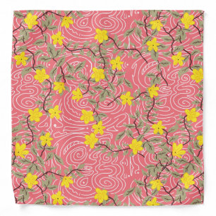 Yellow Jasmine Flower on Coral Pink Bandana