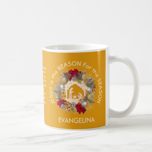 Yellow JESUS IS THE REASON Christmas Coffee Mug