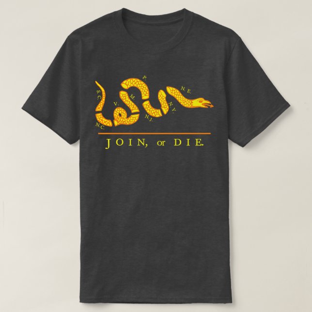 Yellow Join or Die T-Shirt (Design Front)