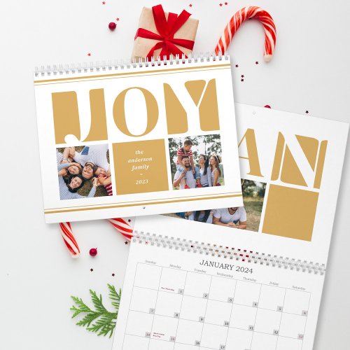 Yellow Joy Family Photo Collage Christmas Calendar