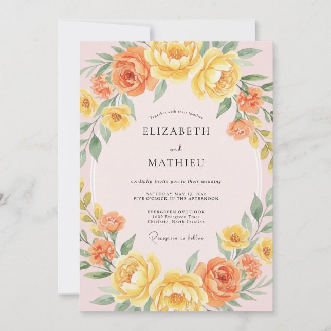 Yellow Joyful Summer Wedding Invitation (Front)