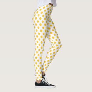 Yellow Jumbo Polka Dots on White to Customize Leggings