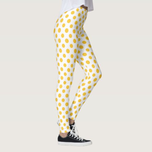 Yellow Jumbo Polka Dots on White to Customize Leggings