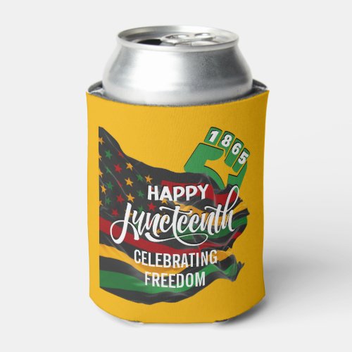 Yellow JUNETEENTH African American Flag Can Cooler