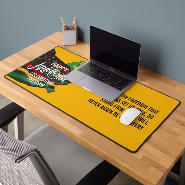 Yellow JUNETEENTH African American Flag Desk Mat (Office 2)