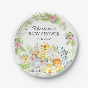 Yellow Jungle Animals Baby Shower 7" Plate