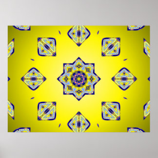 Yellow Kaleido Squares Poster