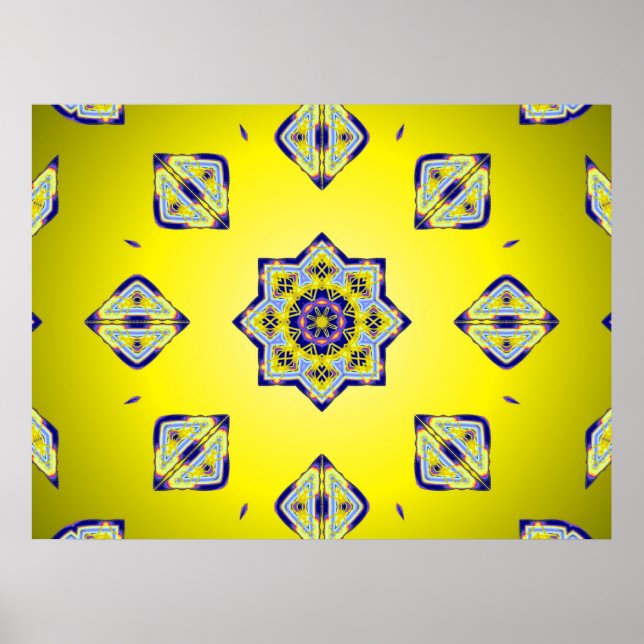 Yellow Kaleido Squares Poster (Front)