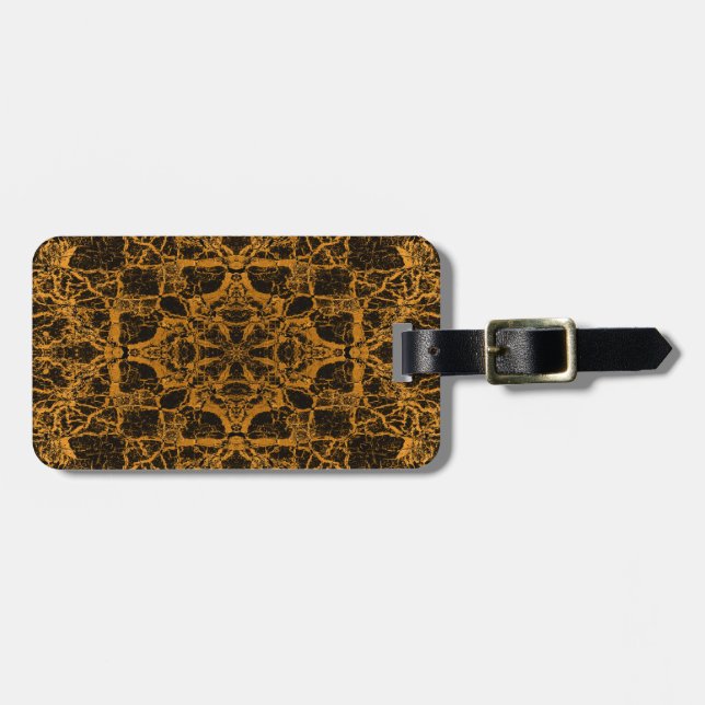 Yellow kaleidoscope pattern luggage tag (Front Horizontal)