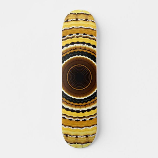 Yellow kaleidoscope skateboard deck (Front)