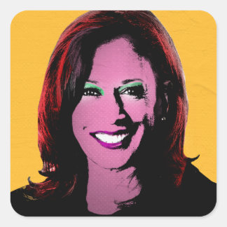 Yellow Kamala Harris Pop Art Square Sticker