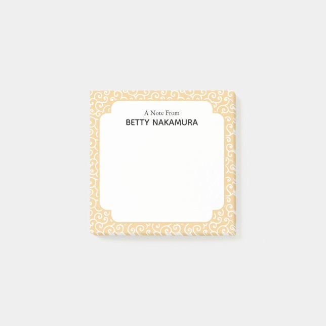 Yellow Karakusa Japanese Vine Pattern Post-it Notes (Front)
