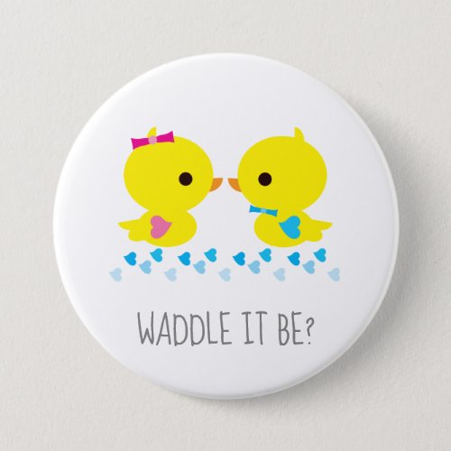 Yellow Kawaii Duckies Waddle It Be Hearts Pinback Button