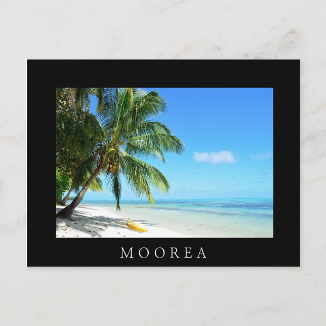 Yellow kayak on a white sand beach black card (Front)