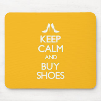 Yellow Keep Calm and Buy Shoes Mouse Pad