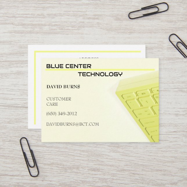  Yellow  Keyboard Information Technology  Business Card (Front/Back In Situ)