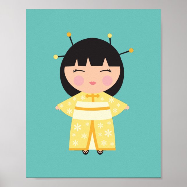 Yellow Kimono Japanese Doll   Poster (Front)