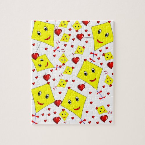 Yellow Kites Red Hearts Jigsaw Puzzle Daisy