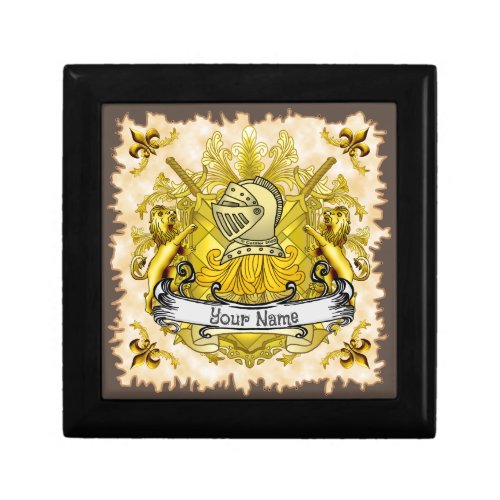 Yellow Knight Family Crest  Surname Gift Box