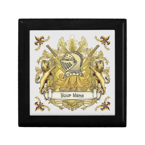 Yellow Knight Family Crest  Surname Gift Box