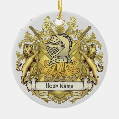 Yellow Knight Shield custom name  Ceramic Ornament
