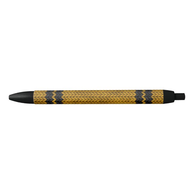 Yellow Knit-look Stripe Pattern Pen (Front)