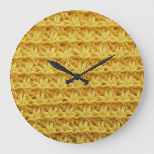 Yellow knitted fabric: striped texture. large clock (Front)