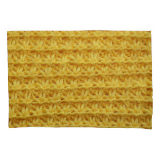 Yellow knitted fabric: striped texture. pillow case