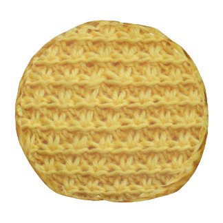 Yellow knitted fabric: striped texture. pouf