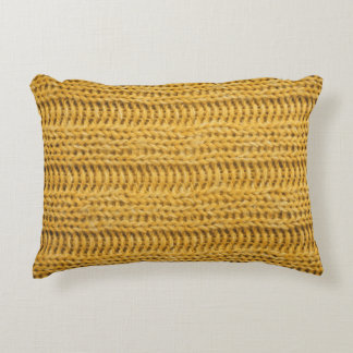 Yellow Knitted Textured Trendy Background Accent Pillow