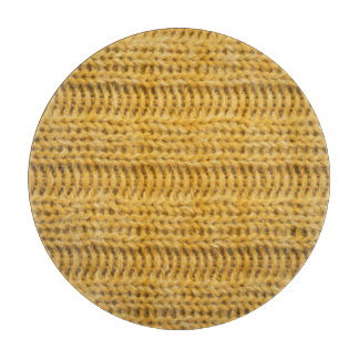 Yellow Knitted Textured Trendy Background Cutting Board