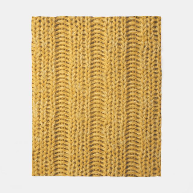 Yellow Knitted Textured Trendy Background Fleece Blanket (Front)