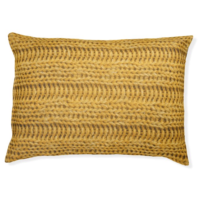 Yellow Knitted Textured Trendy Background Pet Bed (Front)