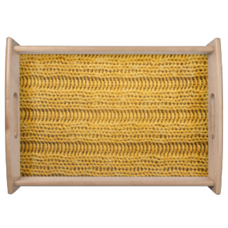 Yellow Knitted Textured Trendy Background Serving Tray