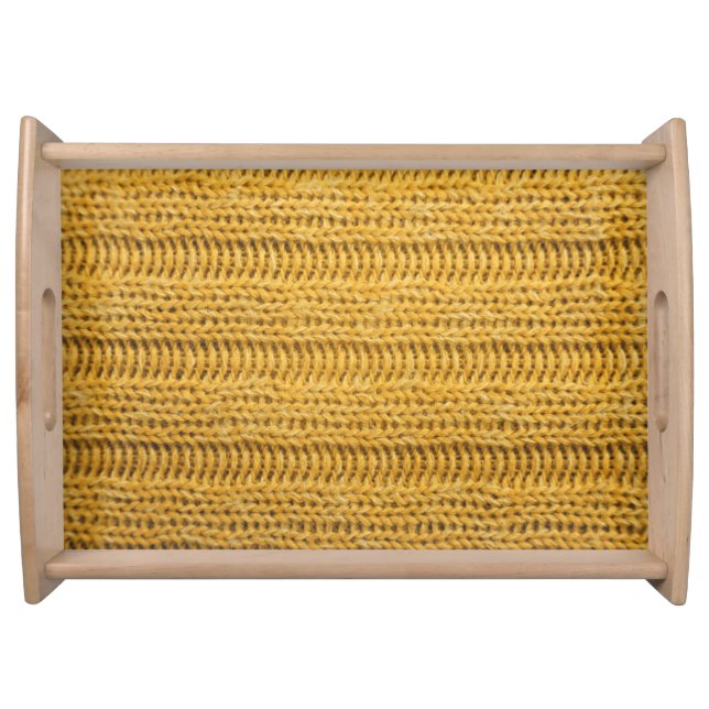 Yellow Knitted Textured Trendy Background Serving Tray (Front)
